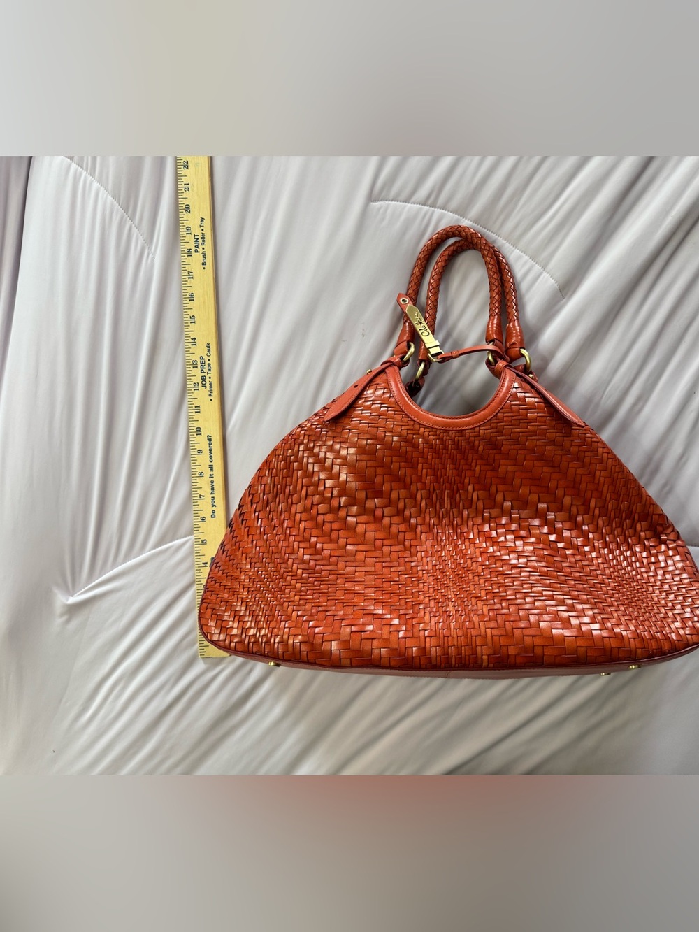 Cole Haan Genevieve Woven Leather rare burnt orange bag - Picture 9 of 12
